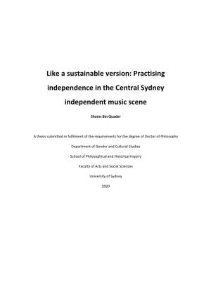 Like a Sustainable Version: Practising Independence in the Central Sydney Independent Music Scene