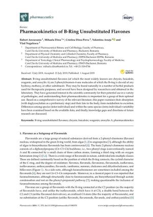 Pharmacokinetics of B-Ring Unsubstituted Flavones