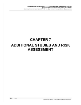 Chapter 7 Additional Studies and Risk Assessment