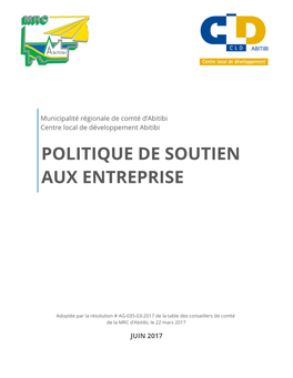 Politique De Soutien Aux Entreprise