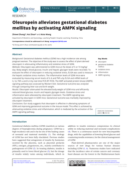 Oleuropein Alleviates Gestational Diabetes Mellitus by Activating AMPK Signaling