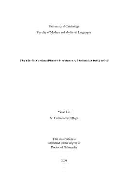 The Sinitic Nominal Phrase Structure: a Minimalist Perspective
