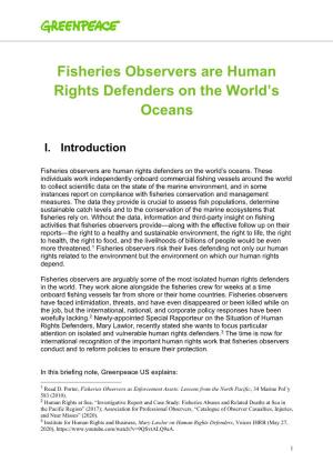 Fisheries Observers Are Human Rights Defenders on the World's