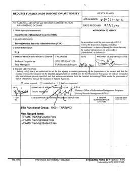 Federal Air Marshal Service (FAMS) Training Records