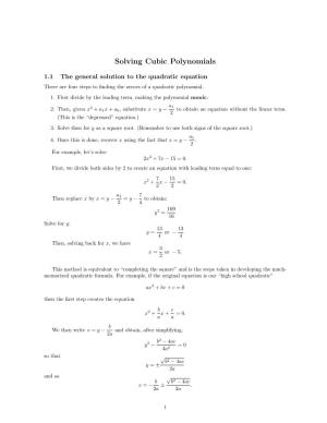 Solving Cubic Polynomials