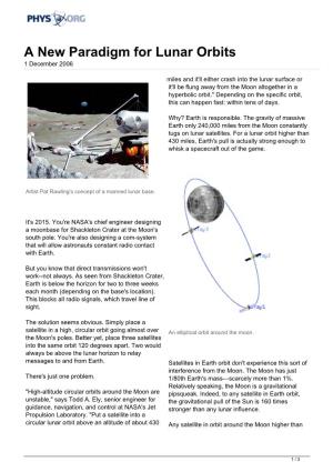 A New Paradigm for Lunar Orbits 1 December 2006