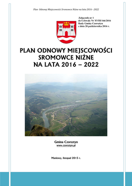 Plan Odnowy Miejscowości Sromowce Niżne Na Lata 2016 - 2022
