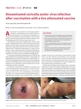 Disseminated Varicella Zoster Virus Infection After Vaccination with a Live Attenuated Vaccine