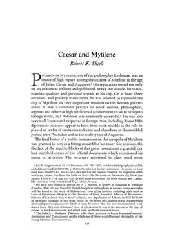 Caesar and Mytilene Sherk, Robert K Greek, Roman and Byzantine Studies; Summer 1963; 4, 3; Proquest Pg
