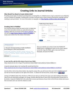 Creating Links to Journal Articles