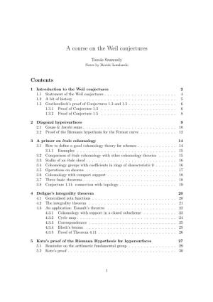 A Course on the Weil Conjectures