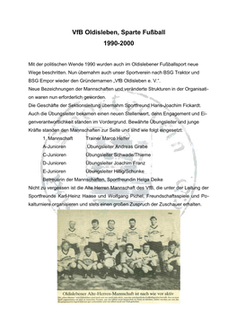 60 Jahre Vfb Oldisleben, Sparte Fußball