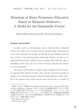 Meanings of Home Economics Education Based on Richards