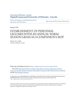 Establishment of Perennial Legumes with an Annual Warm-Season Grass As a Companion Crop" (2019)