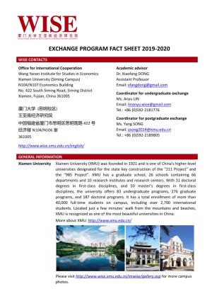 Exchange Program Fact Sheet 2019-2020