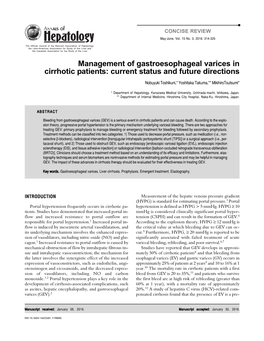 Management of Gastroesophageal Varices in Cirrhotic Patients: Current Status and Future Directions