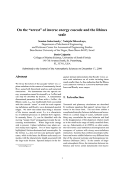 On the “Arrest” of Inverse Energy Cascade and the Rhines Scale