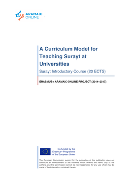 A Curriculum Model for Teaching Surayt at Universities Surayt Introductory Course (20 ECTS)