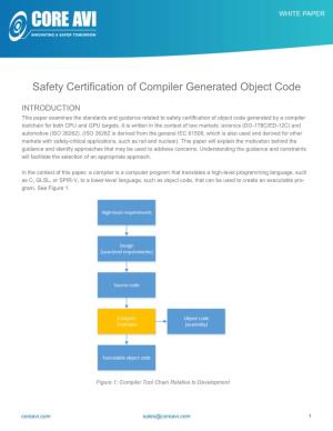 Safety Certification of Compiler Generated Object Code