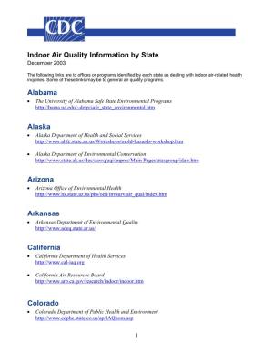 Indoor Air Quality Information by State December 2003