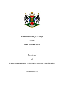 Renewable Energy Strategy for the North West Province Department Of