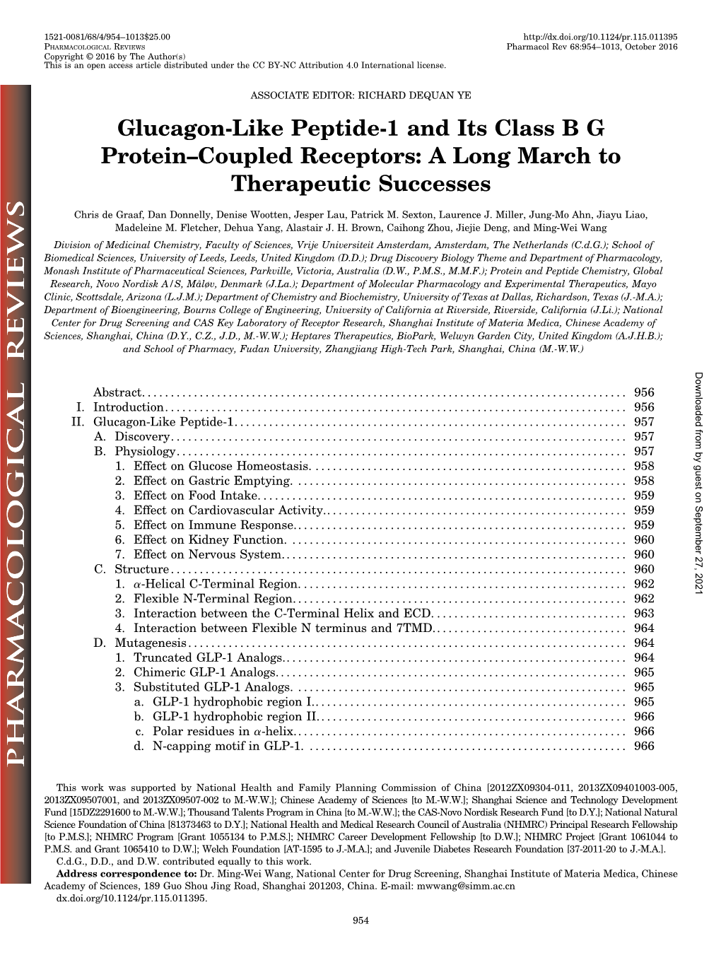 Glucagon-Like Peptide-1 and Its Class BG Protein–Coupled Receptors