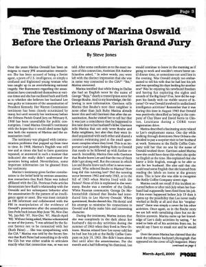 The Testirnony of Marina Oswald Before the Orleans Parish Grand,Olury