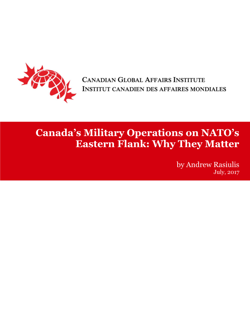 Canada's Military Operations on NATO's Eastern Flank