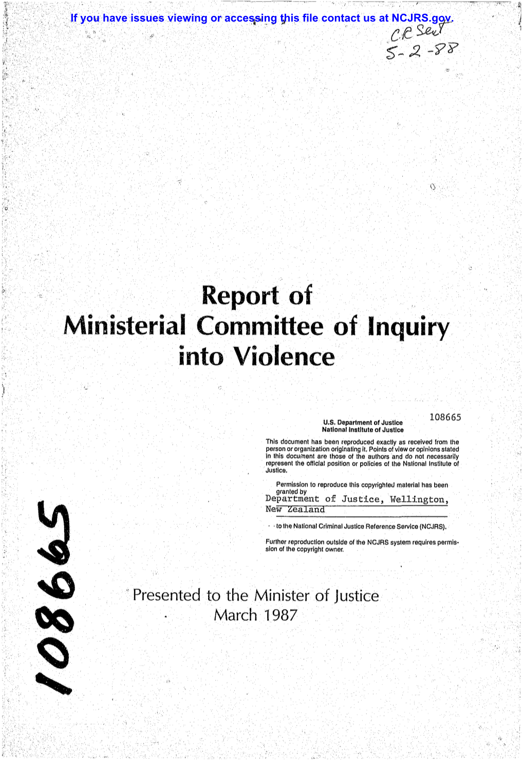 Report of Ministerial Committee of Inquiry Into Violence