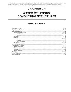 Water Relations: Conducting Structures