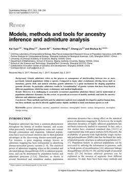 Models, Methods and Tools for Ancestry Inference and Admixture Analysis