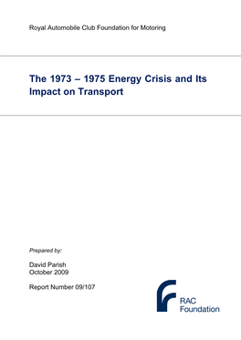 The 1973-1975 Energy Crisis and Its Impact on Transport (David Parish)