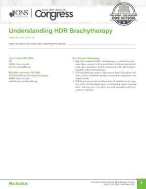 Understanding HDR Brachytherapy