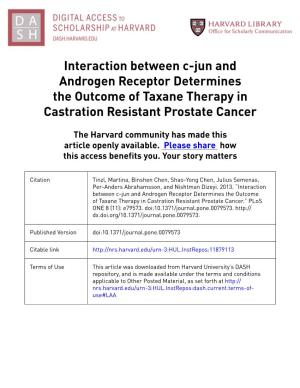 Interaction Between C-Jun and Androgen Receptor Determines the Outcome of Taxane Therapy in Castration Resistant Prostate Cancer