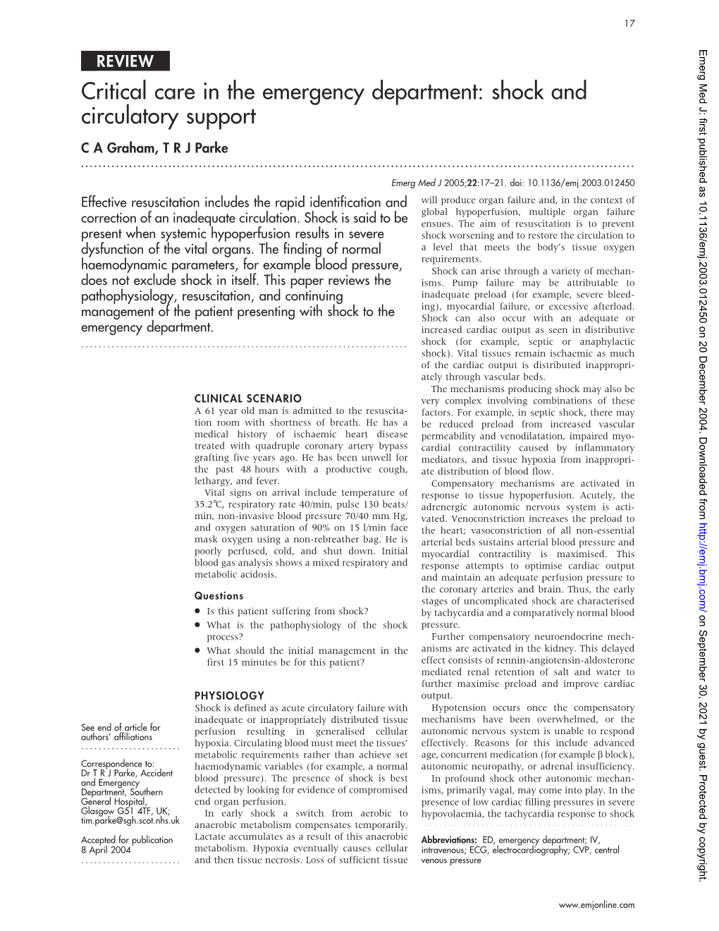 Shock and Circulatory Support