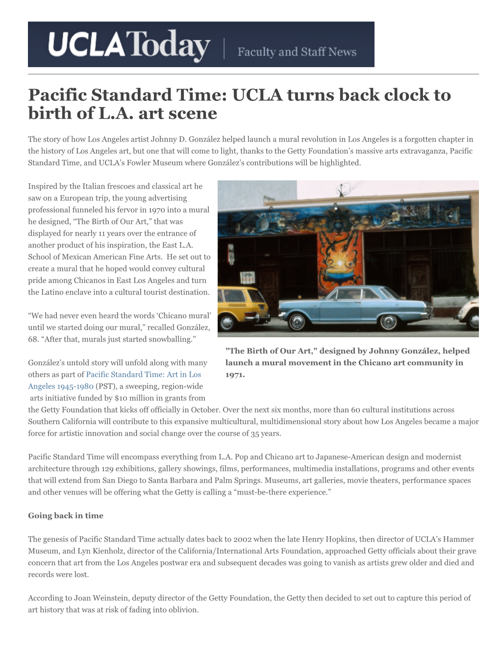 Pacific Standard Time UCLA Turns Back Clock to Birth of L.A. Art Scene