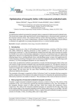 Optimization of Tensegrity Lattice with Truncated Octahedral Units