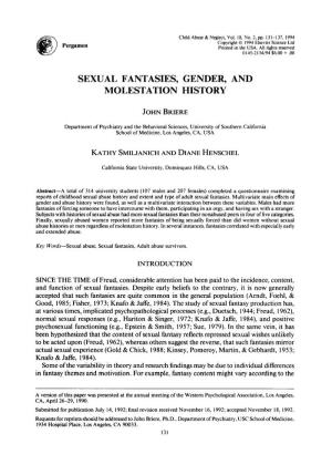 Sexual Fantasies, Gender, and Molestation History