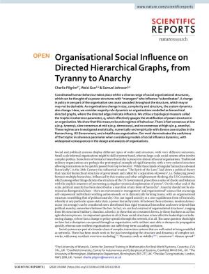 Organisational Social Influence on Directed Hierarchical Graphs, From