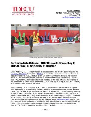 TDECU Unveils Donkeeboy X TDECU Mural at University of Houston
