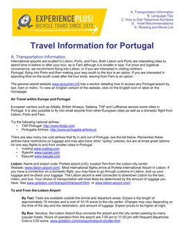 Travel Information for Portugal