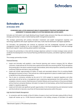 Schroders Plc 23 October 2018
