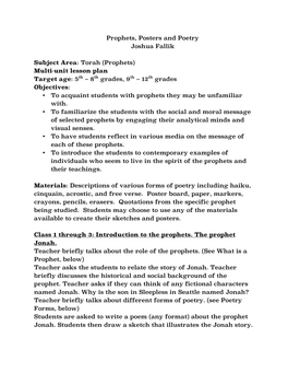 Prophets, Posters and Poetry Joshua Fallik