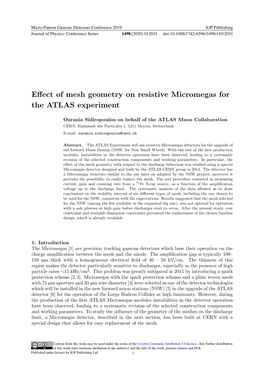 Effect of Mesh Geometry on Resistive Micromegas for the ATLAS