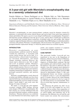 A 3-Year-Old Girl with Wernicke's Encephalopathy Due to a Severely