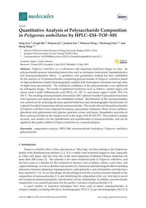Quantitative Analysis of Polysaccharide Composition in Polyporus Umbellatus by HPLC–ESI–TOF–MS