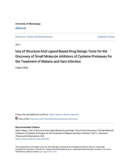Use of Structure-And Ligand-Based Drug Design Tools for The