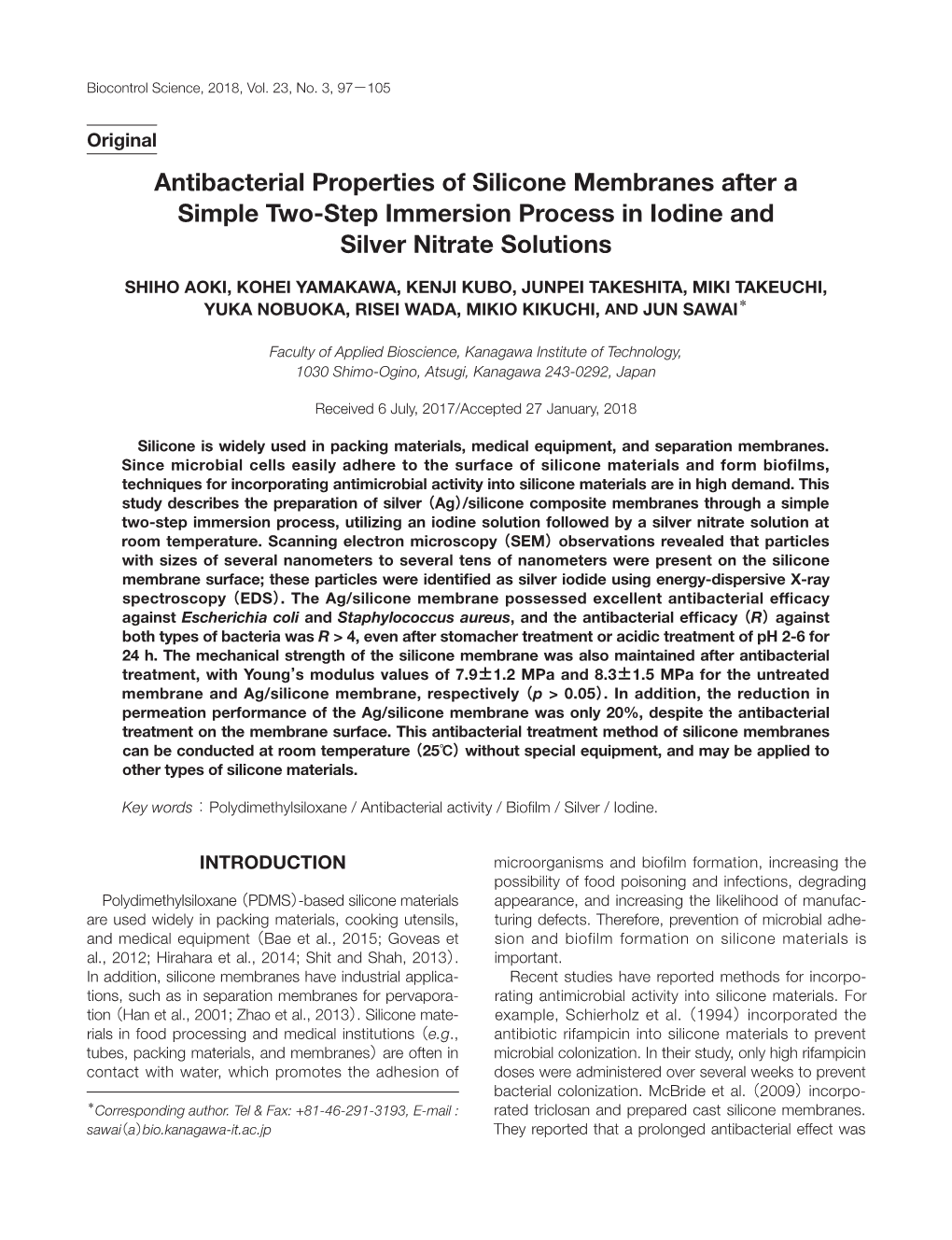 Antibacterial Properties of Silicone Membranes After a Simple Two-Step Immersion Process in Iodine and Silver Nitrate Solutions