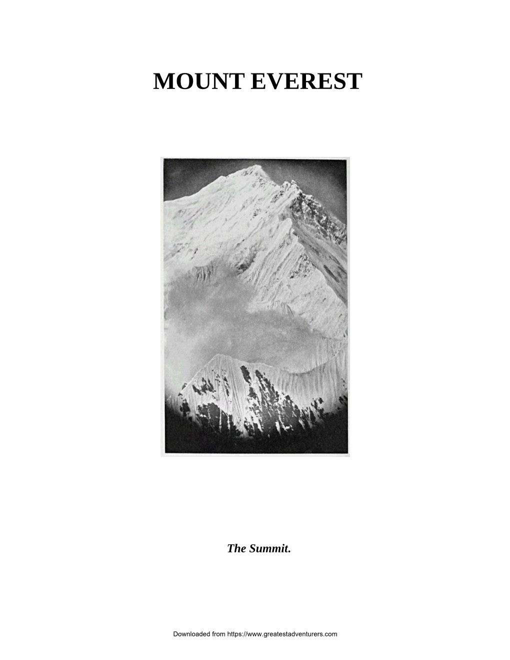 Mount Everest, the Reconnaissance, 1921