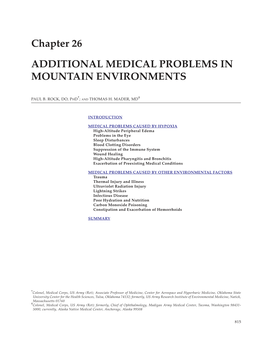 Additional Medical Problems in Mountain Environments